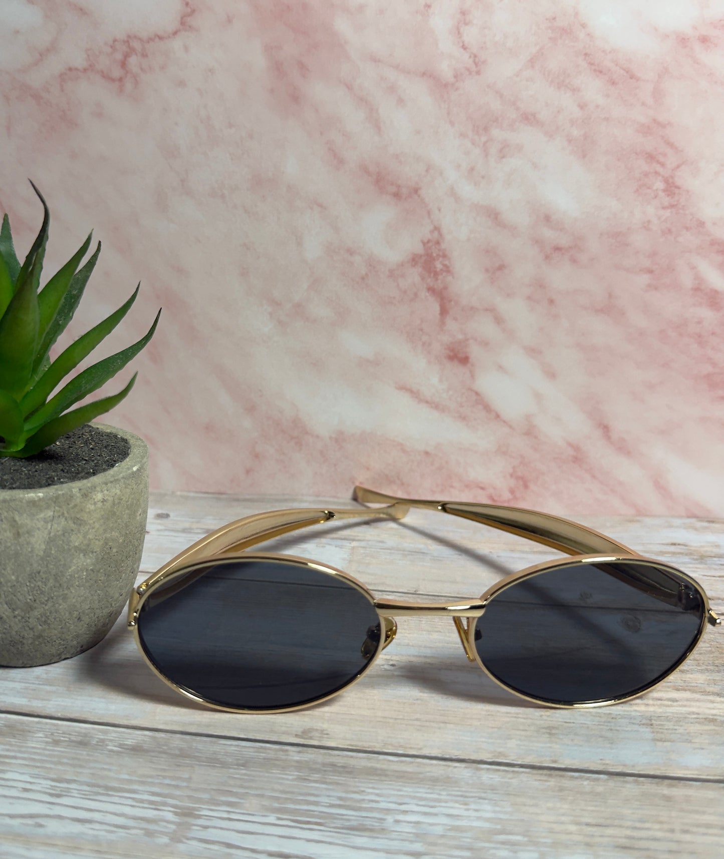 Gold Oval Frame Sunglasses