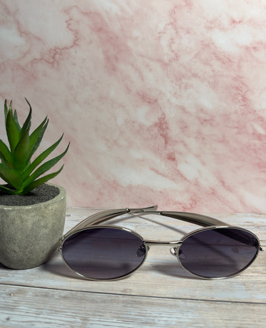 Silver Oval Frame Sunglasses